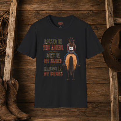 Raised Dirt Rodeo Cowgirl (Front)  Adult T-Shirt