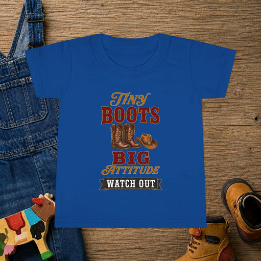 Tiny Boots Big Attitude  Toddler size T-shirt