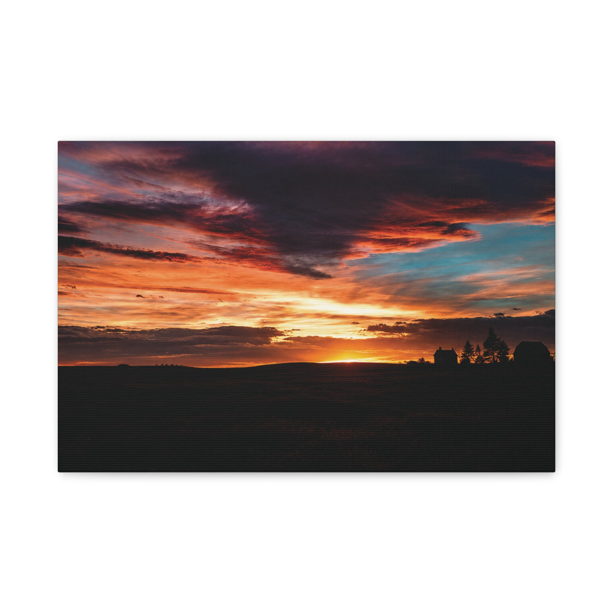 Country Homestead Sunset  Matte Canvas Art