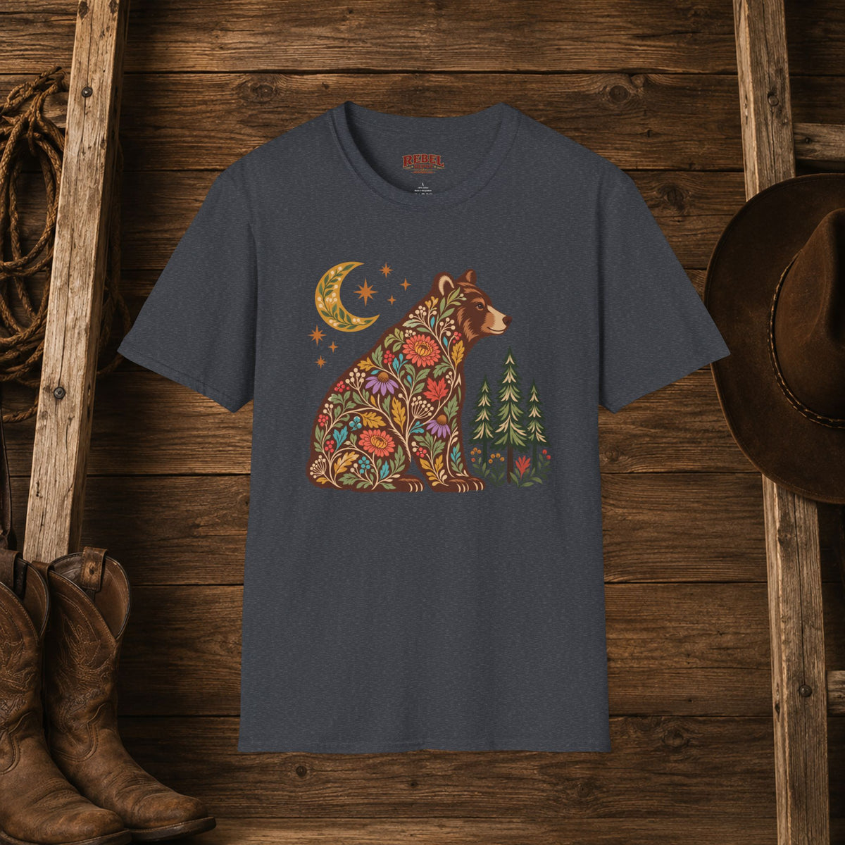 Fall Bloom Bear   Adult Size T-Shirt
