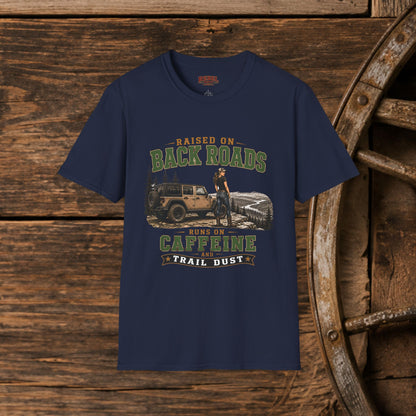 Backroads Caffeine Dust   Adult Size T-Shirt