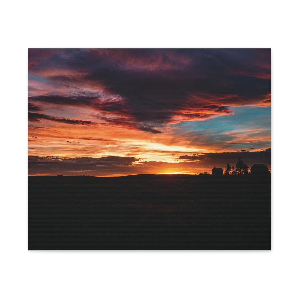 Country Homestead Sunset  Matte Canvas Art