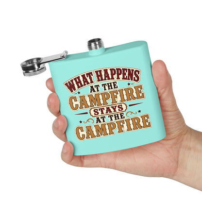 Happens At Campfire  Stainless Steel Flask, 6oz