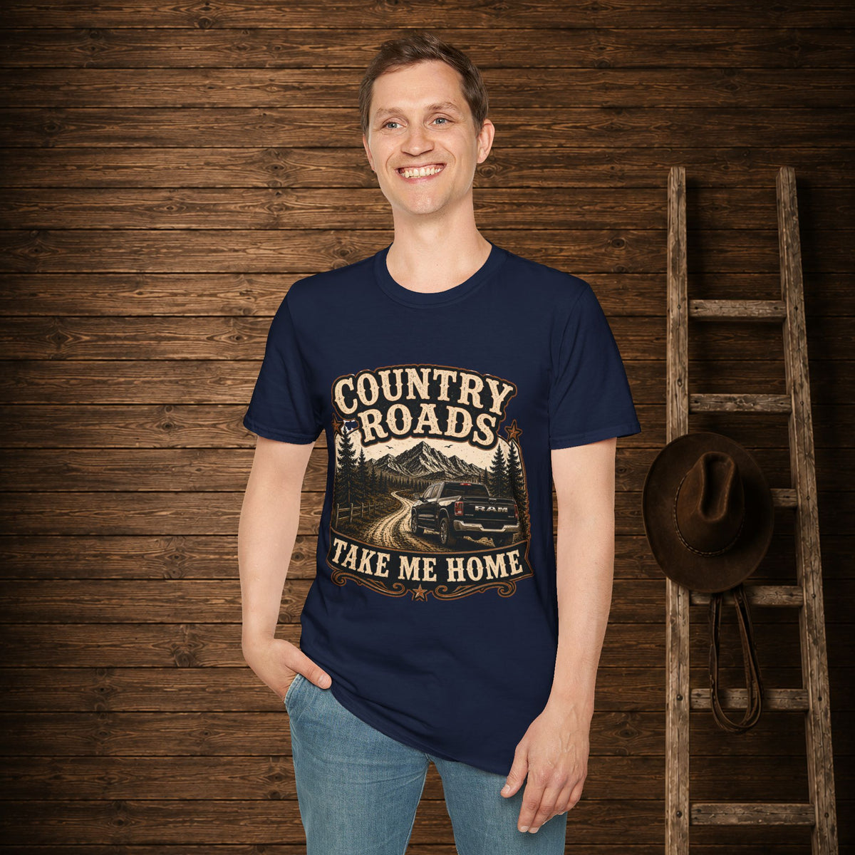 Country Roads Ram  Adult Size T-Shirt