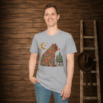 Fall Bloom Bear   Adult Size T-Shirt