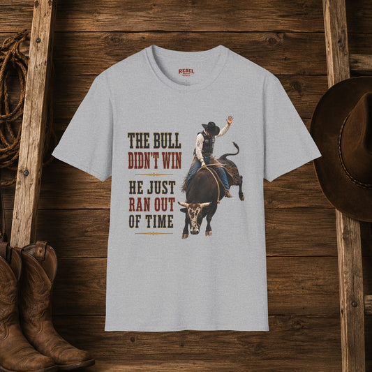 Bull Ran Out Of Time (Front)  Adult T-Shirt   ***20% Off At Checkout!***