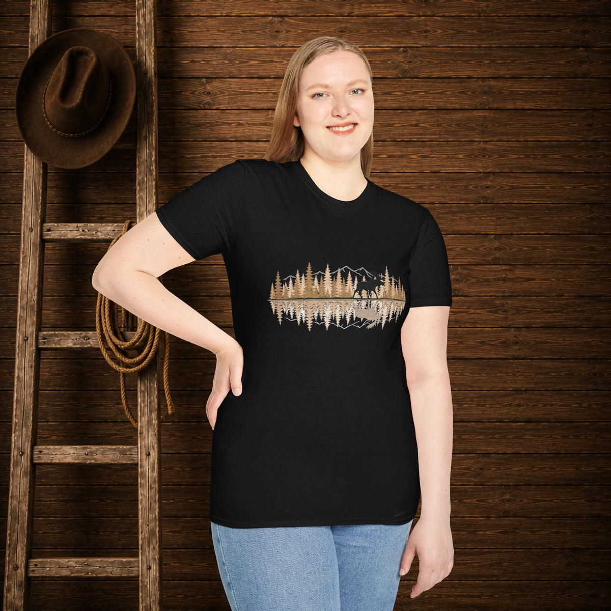Moose Reflection   Adult Size T-Shirt