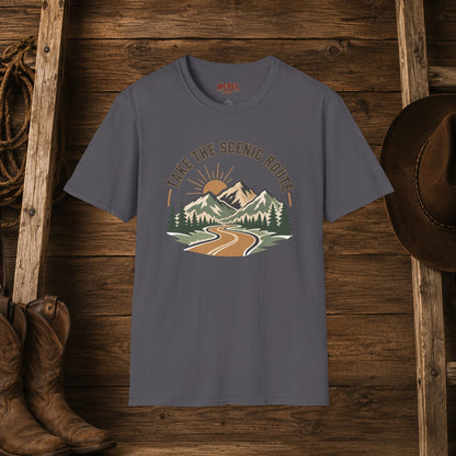 Take The Scenic Route  Adult Size T-Shirt