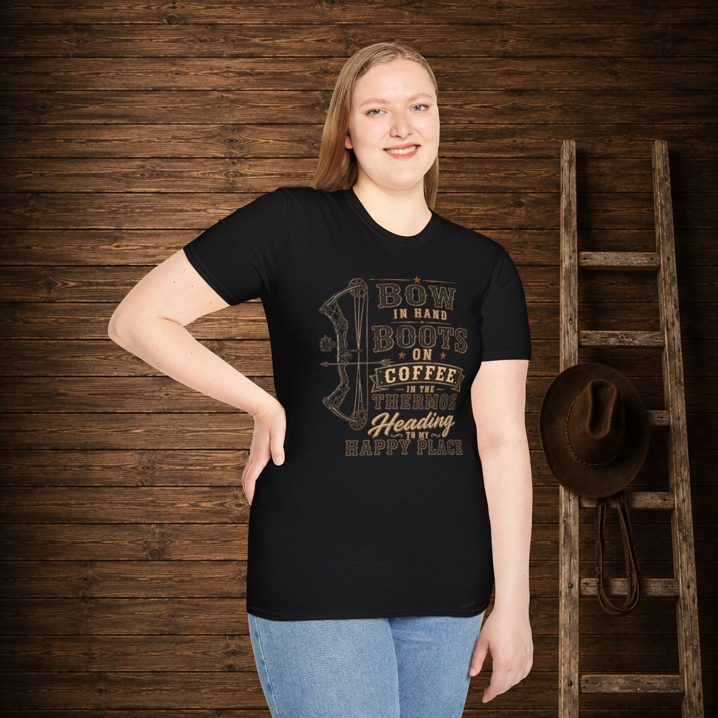 Bow Boots Coffee  Adult Size T-Shirt