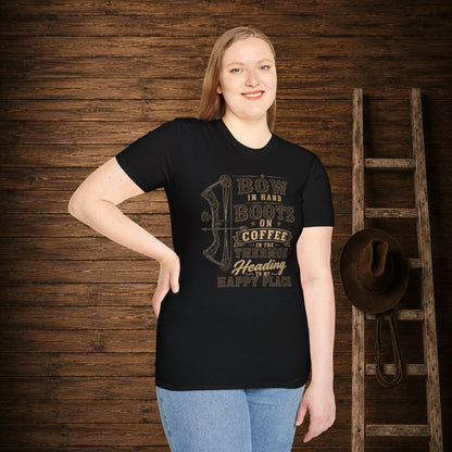 Bow Boots Coffee  Adult Size T-Shirt