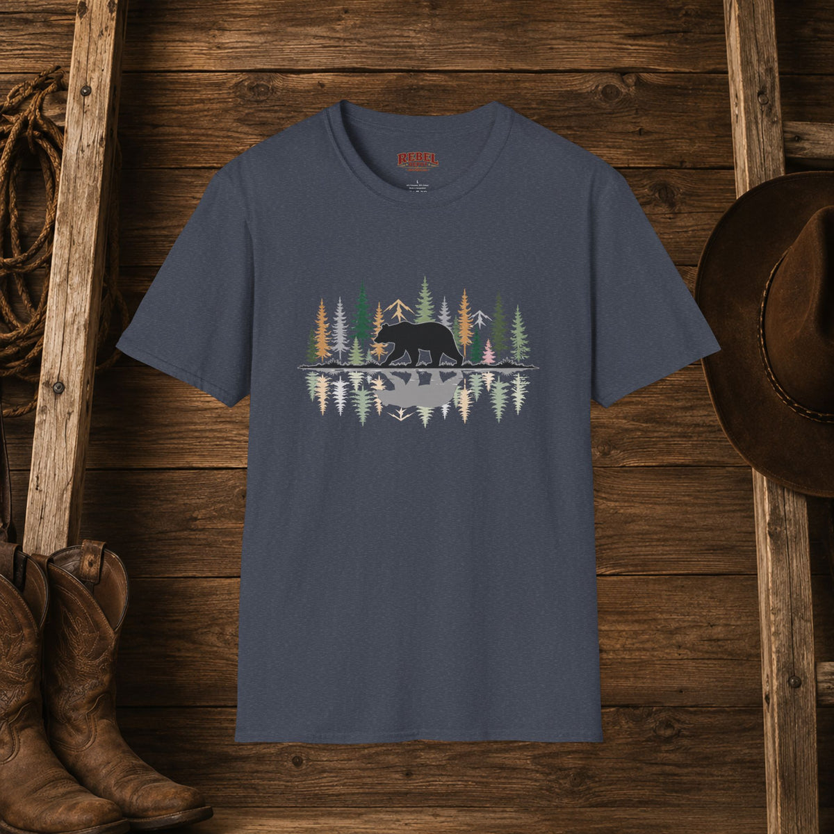 Morning Reflection Bear   Adult Size T-Shirt