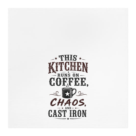 Coffee Chaos Cast Iron   Kitchen Tea Towel
