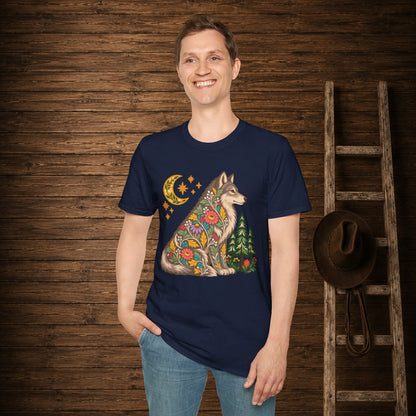 Fall Bloom Wolf  Adult Size T-Shirt