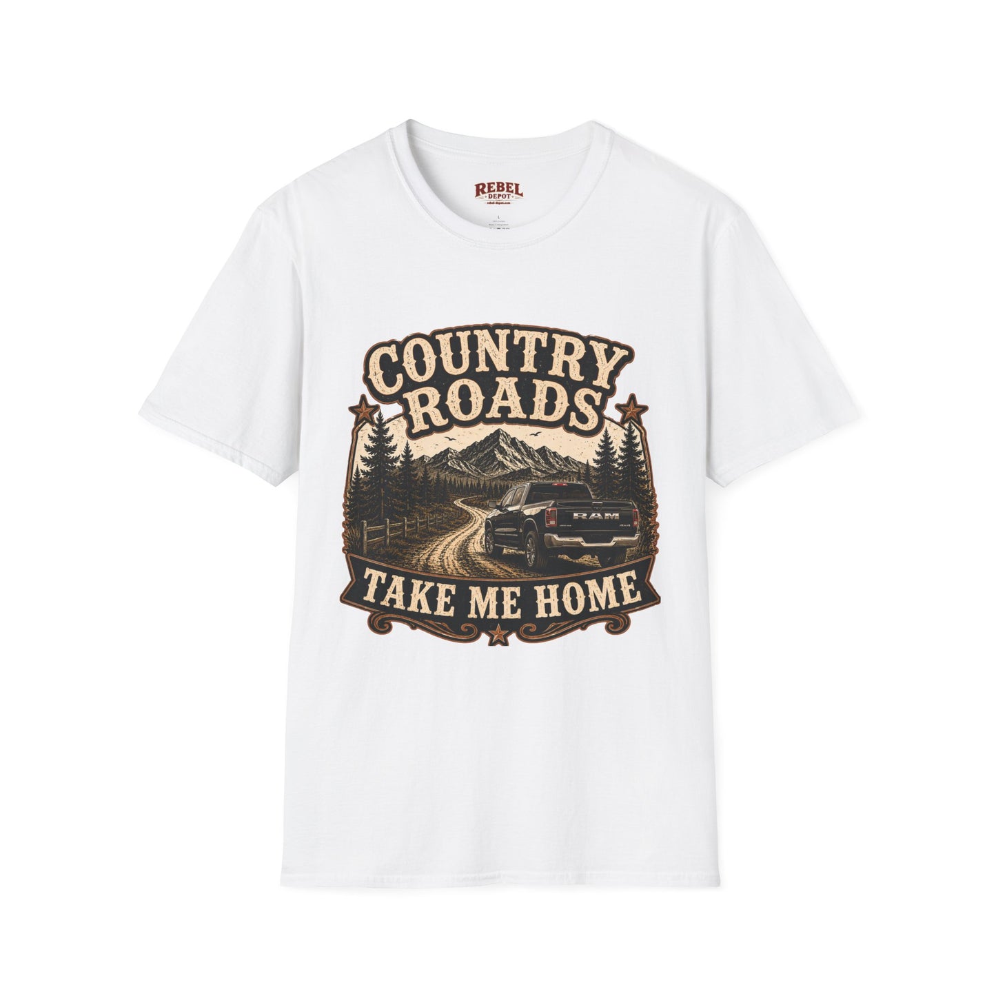 Country Roads Ram  Adult Size T-Shirt