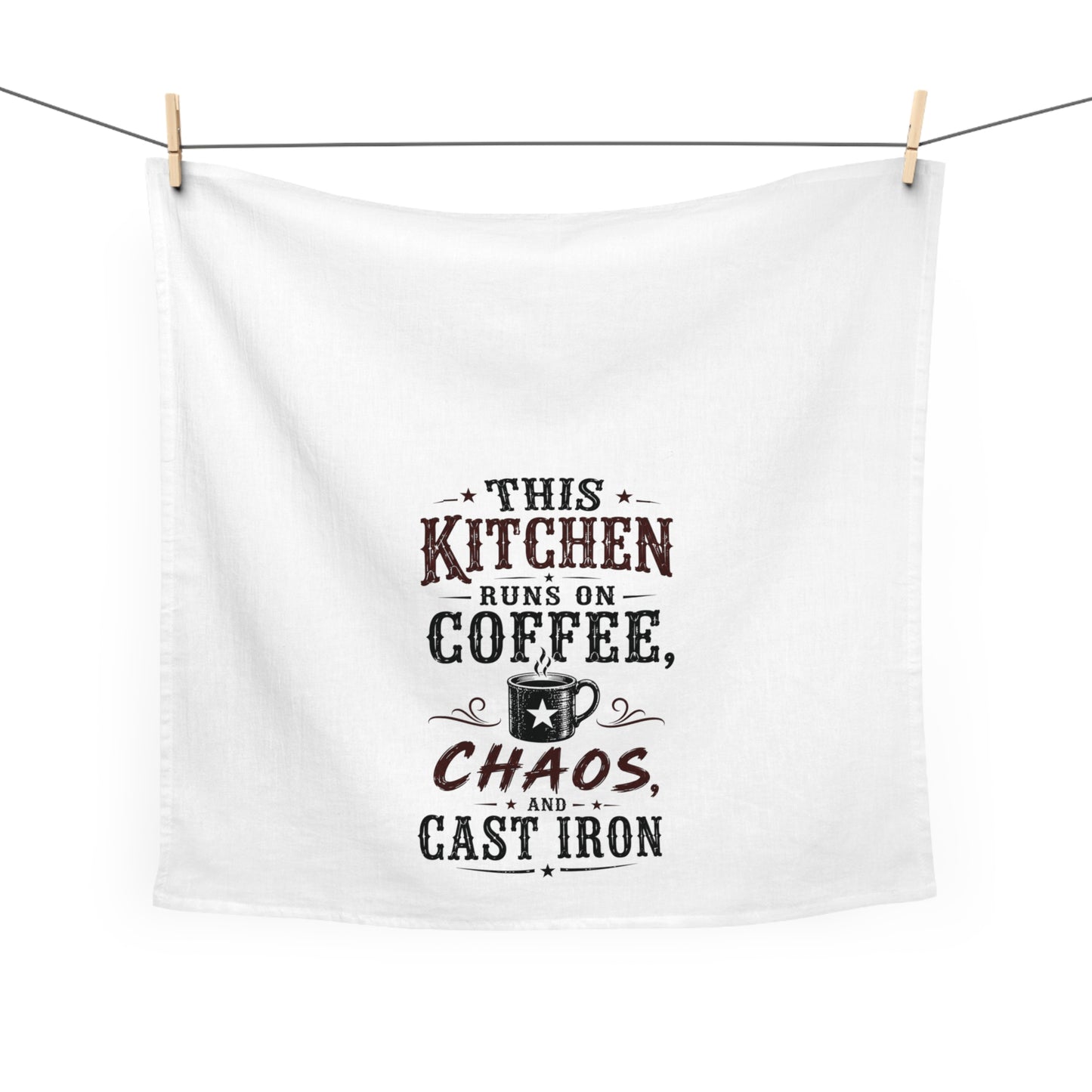 Coffee Chaos Cast Iron   Kitchen Tea Towel