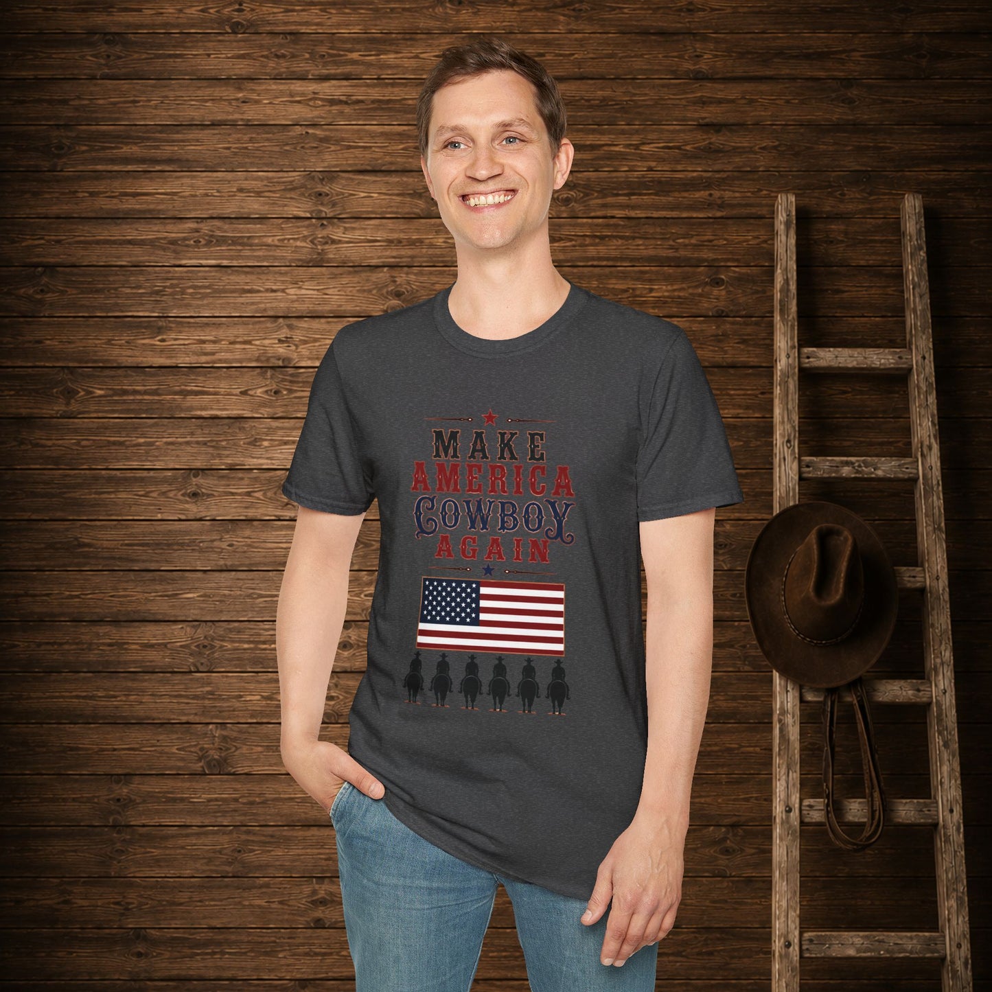 Make America Cowboy Again (Front)  Adult T-Shirt