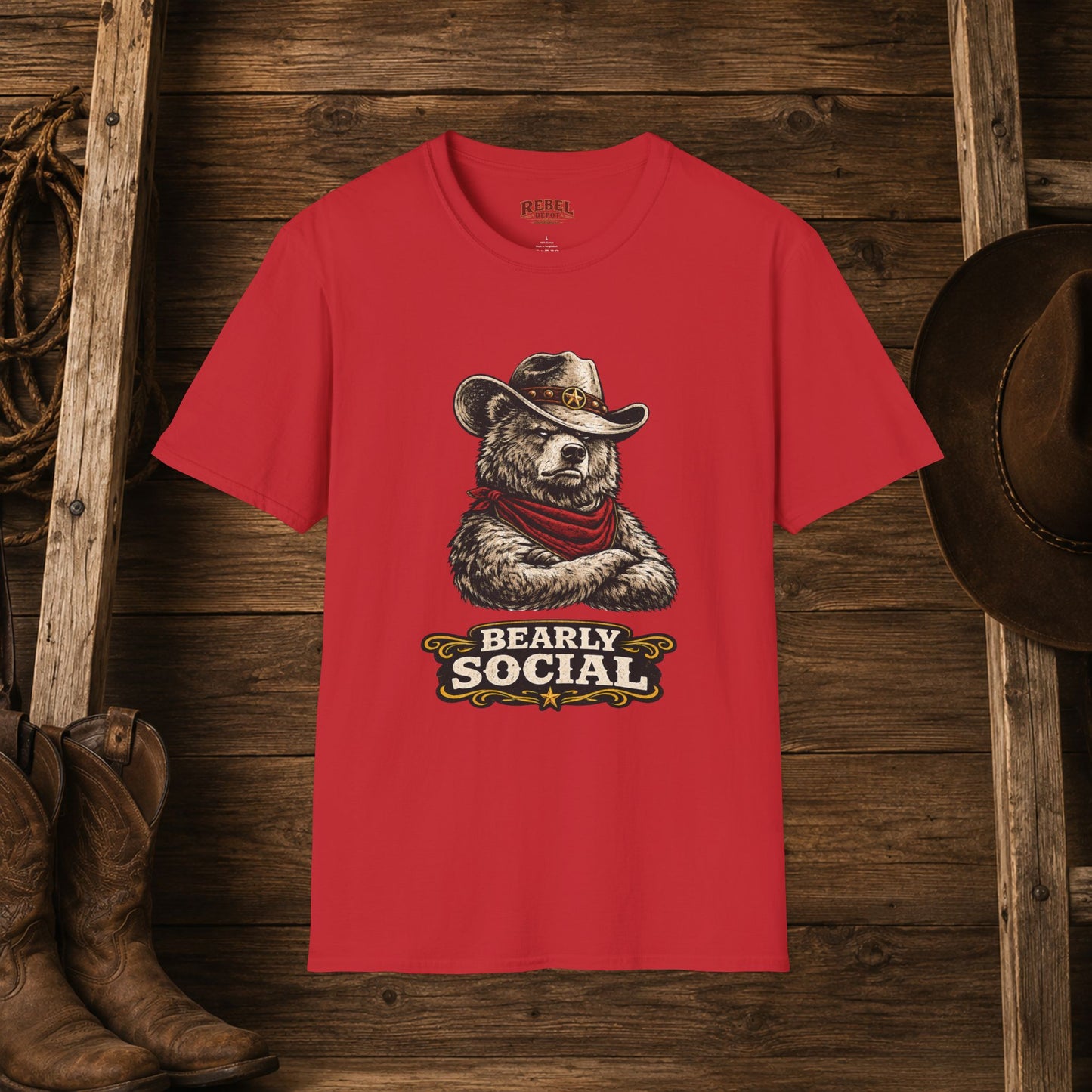 Bearly Social Cowboy T-Shirt