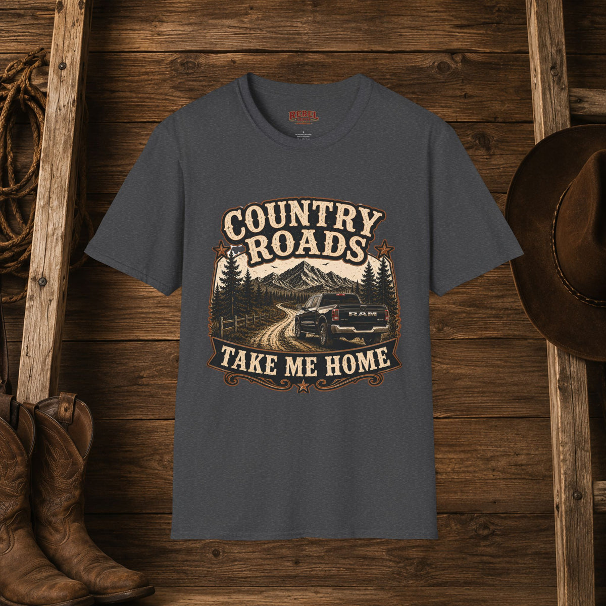 Country Roads Ram  Adult Size T-Shirt