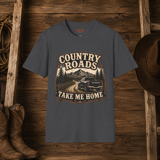 Country Roads Ram  Adult Size T-Shirt