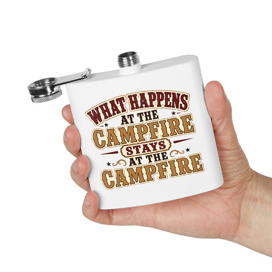 Happens At Campfire  Stainless Steel Flask, 6oz