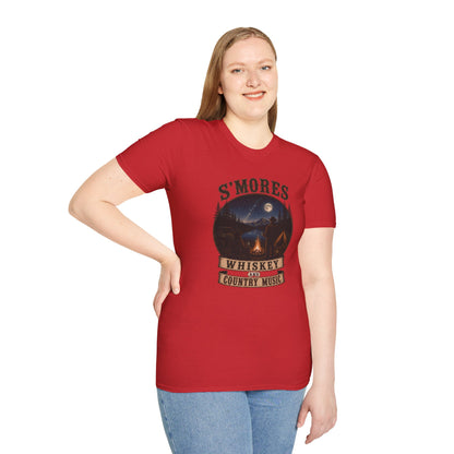 Smores Whiskey and Music   Adult Size T-Shirt