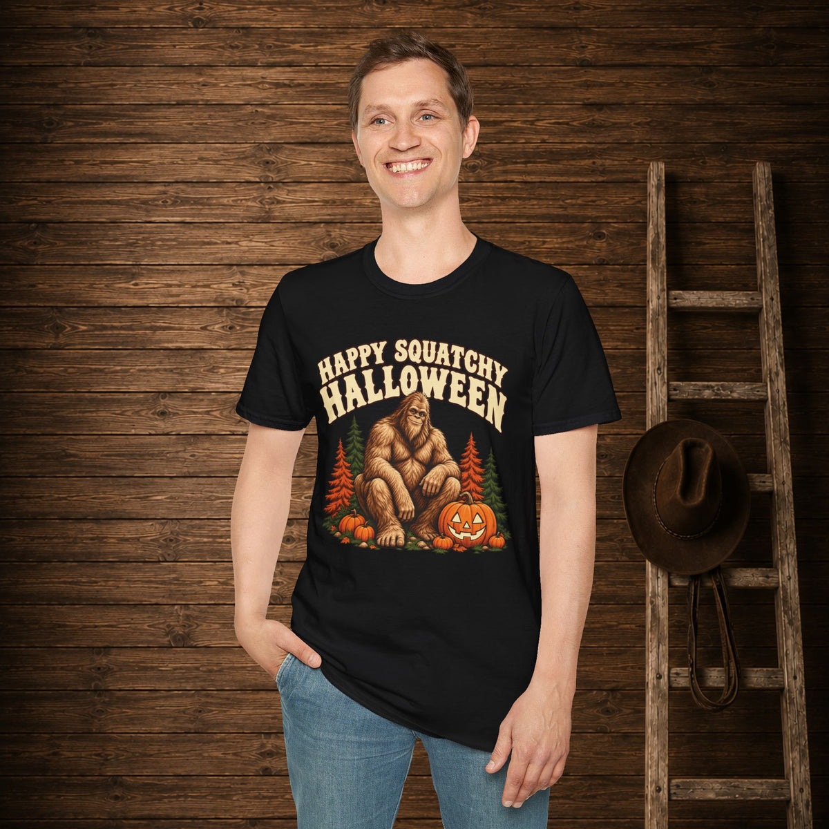 Squatchy Halloween   Adult Size T-Shirt
