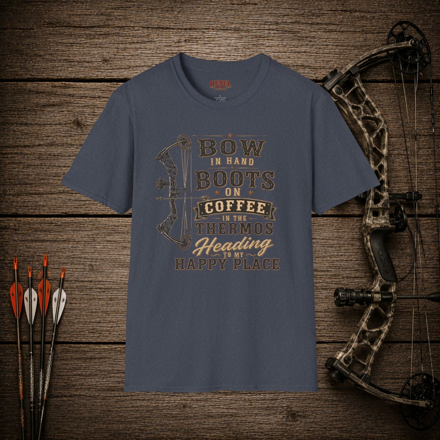 Bow Boots Coffee  Adult Size T-Shirt