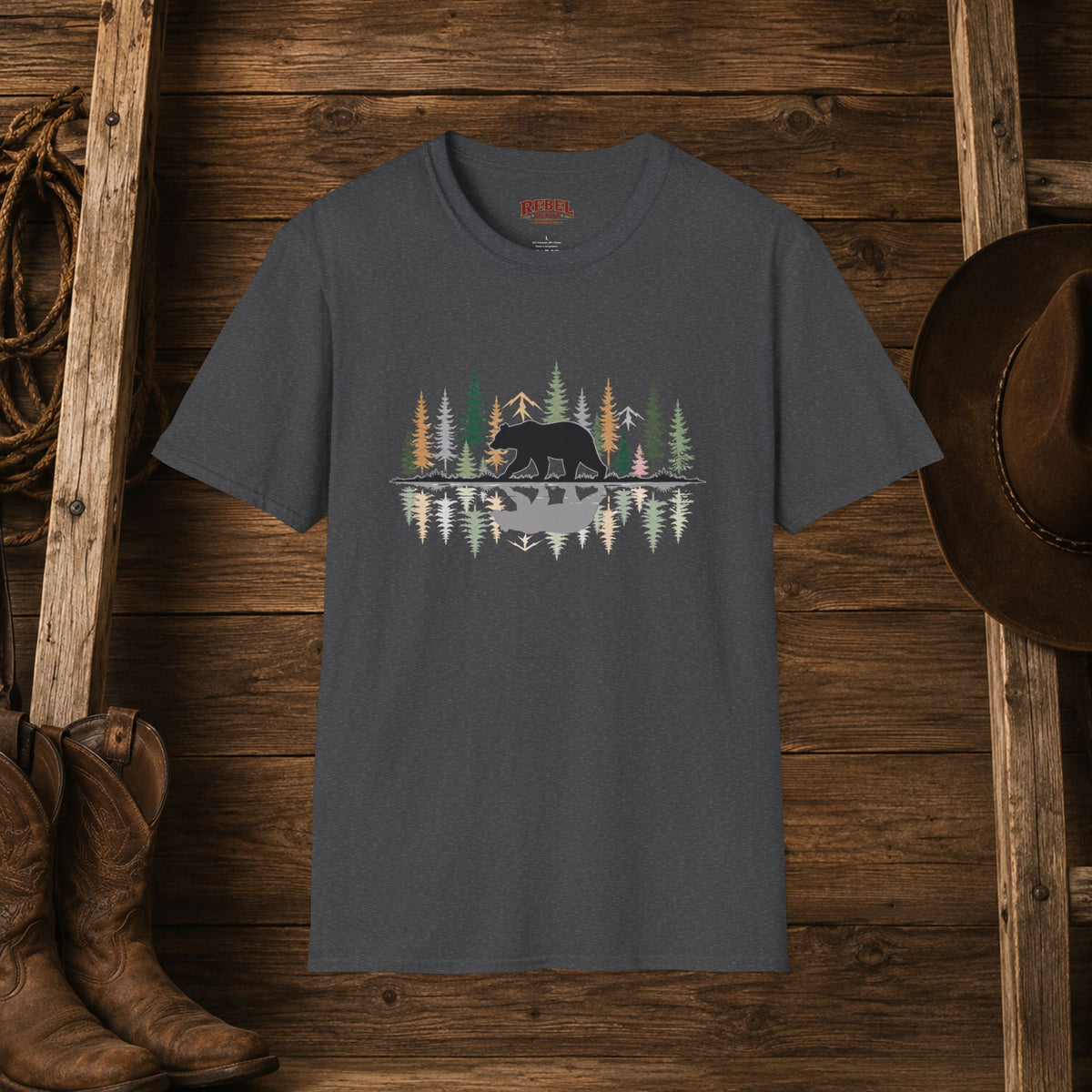 Morning Reflection Bear   Adult Size T-Shirt