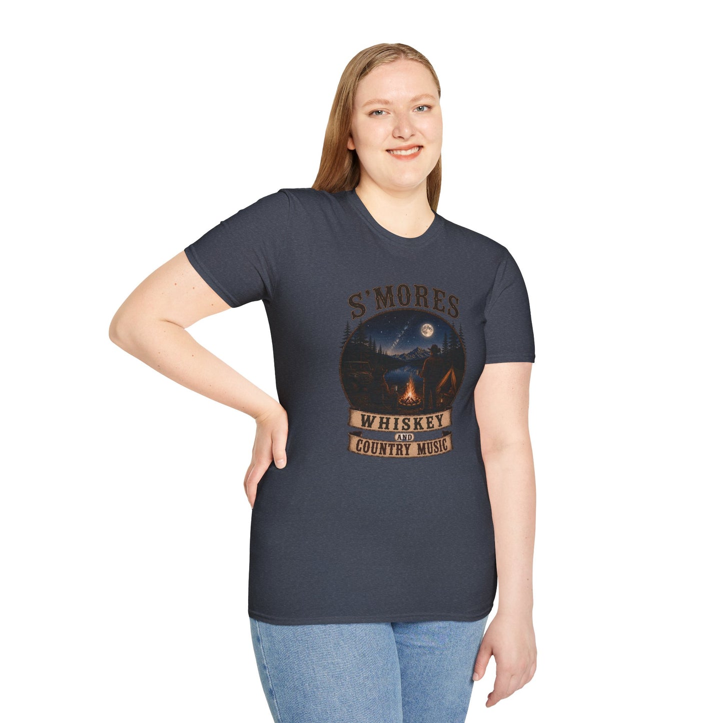 Smores Whiskey and Music   Adult Size T-Shirt