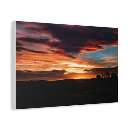 Country Homestead Sunset  Matte Canvas Art