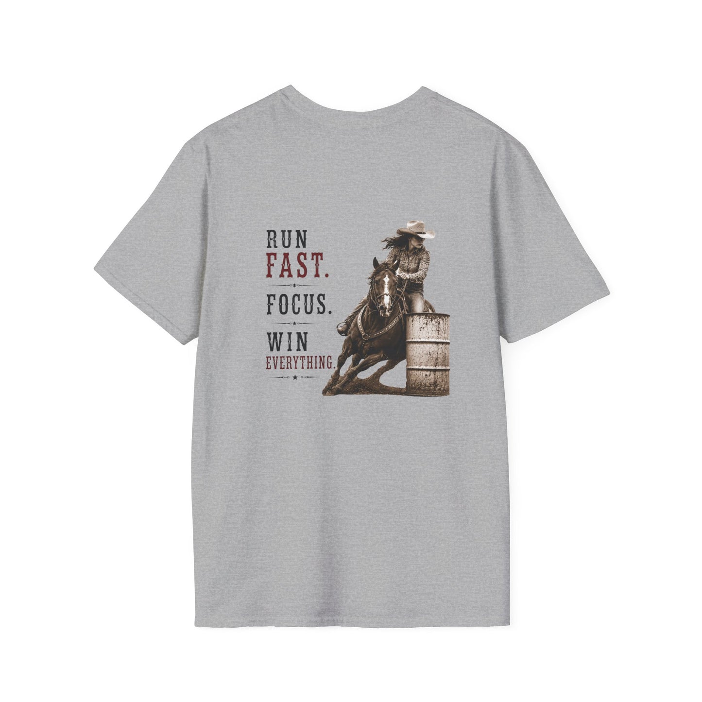 Run Focus Win Cowgirl  (Back) T-Shirt