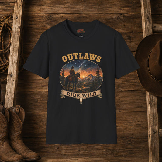 Outlaws Ride Wild   Adult Size T-Shirt