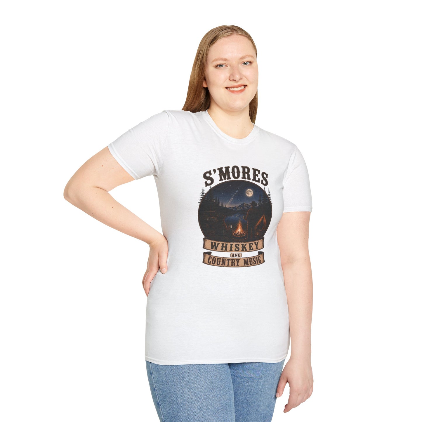 Smores Whiskey and Music   Adult Size T-Shirt