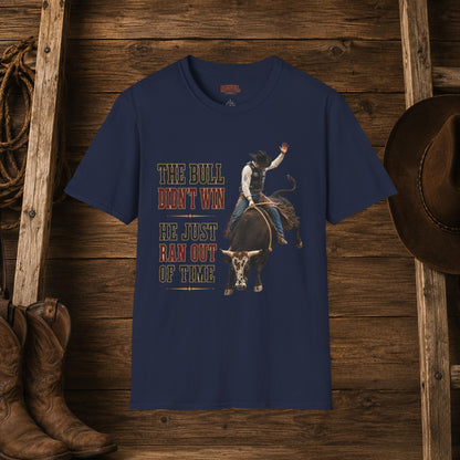 Bull Ran Out Of Time (Front)  Adult T-Shirt