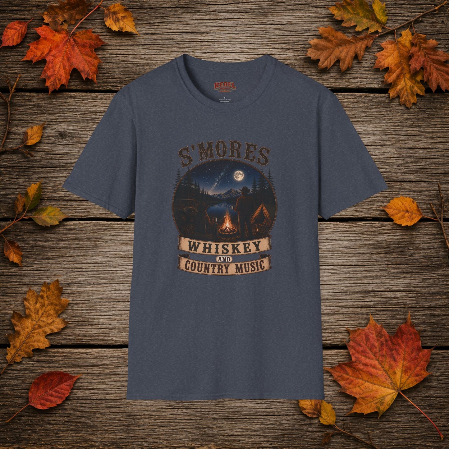 Smores Whiskey and Music   Adult Size T-Shirt