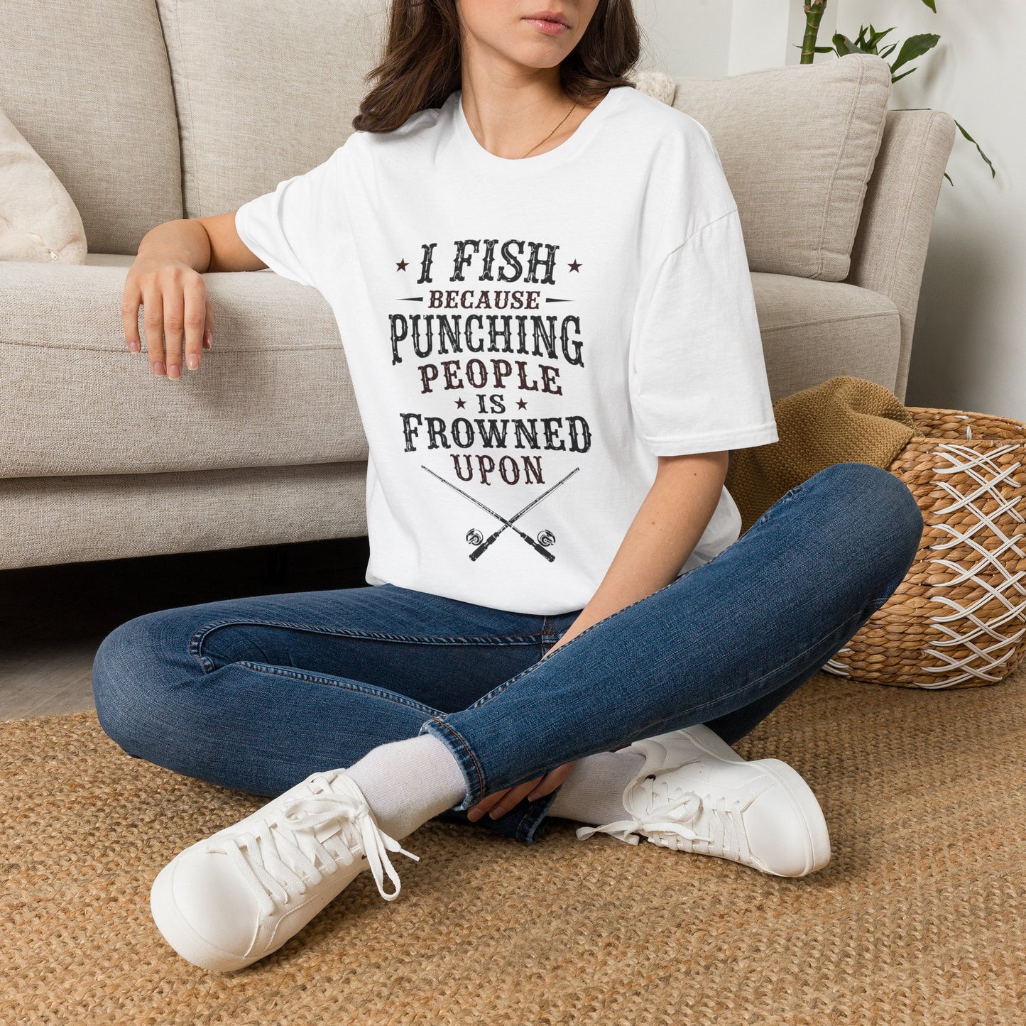 Fish Punching Frowned Upon  Adult Size T-Shirt