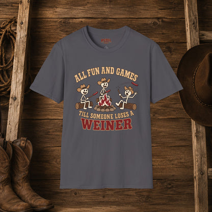 Fun & Games Till Someone Loses A Weiner   Adult Size T-Shirt