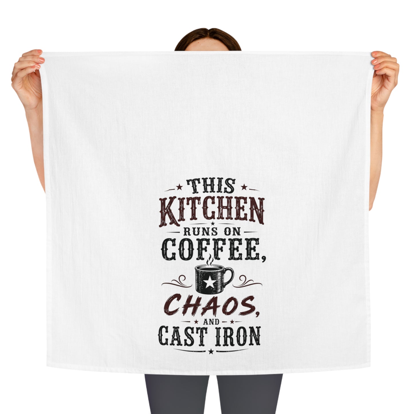 Coffee Chaos Cast Iron   Kitchen Tea Towel