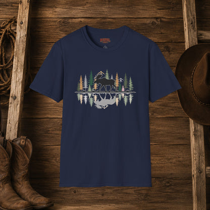 Morning Reflection Moose   Adult Size T-Shirt