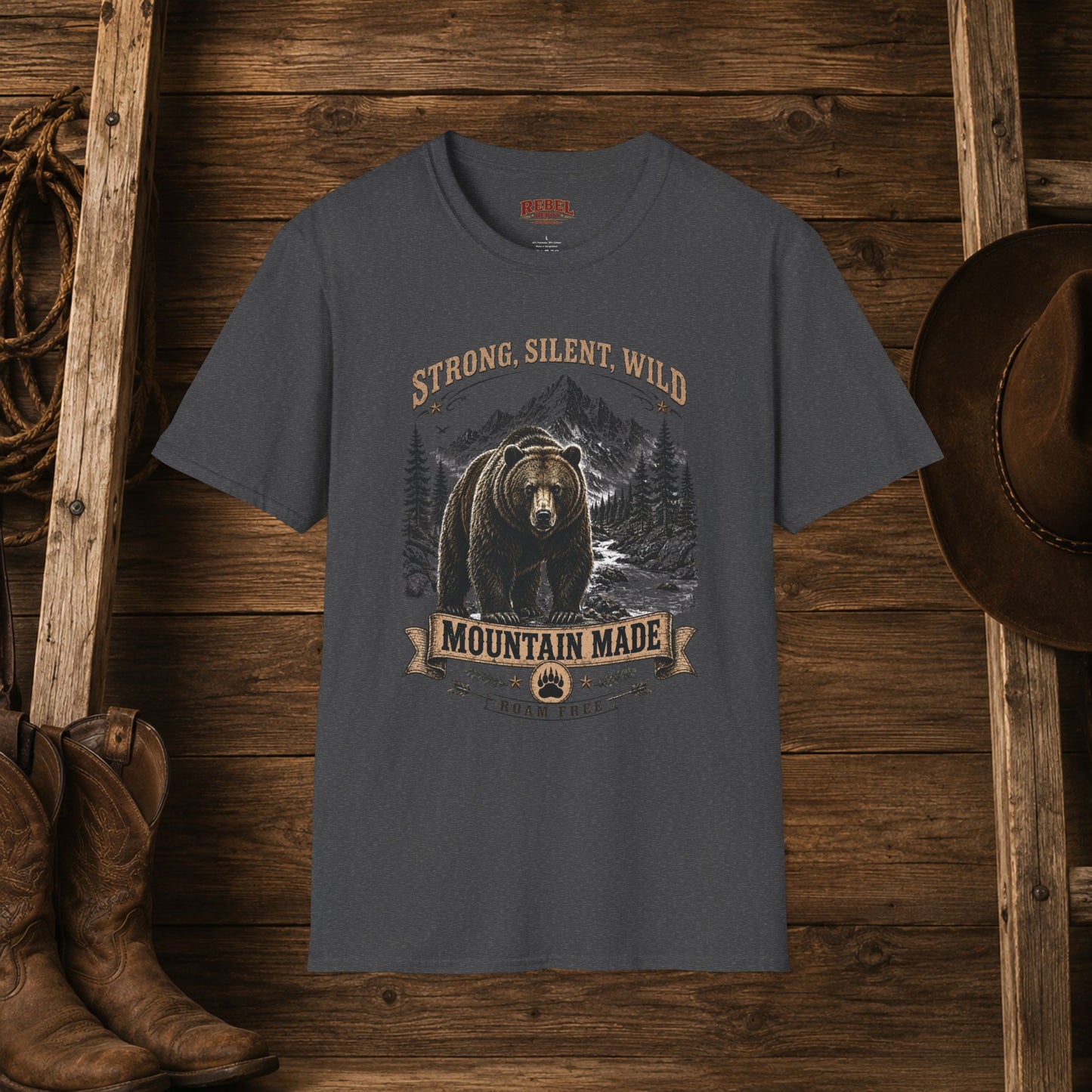 Strong Silent Wild Bear  Adult Size T-Shirt