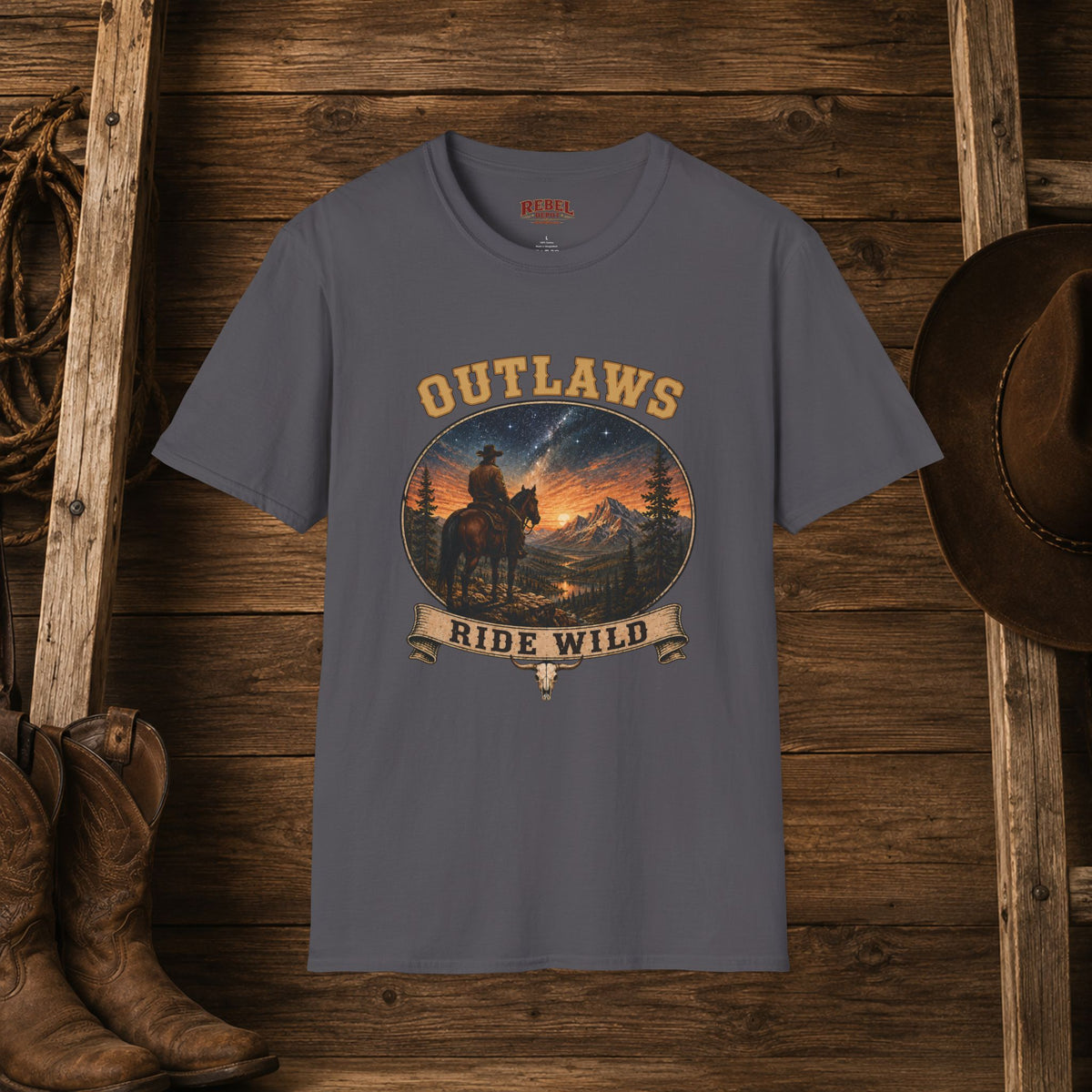 Outlaws Ride Wild   Adult Size T-Shirt