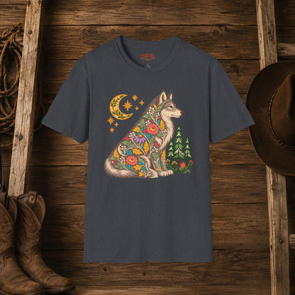 Fall Bloom Wolf  Adult Size T-Shirt