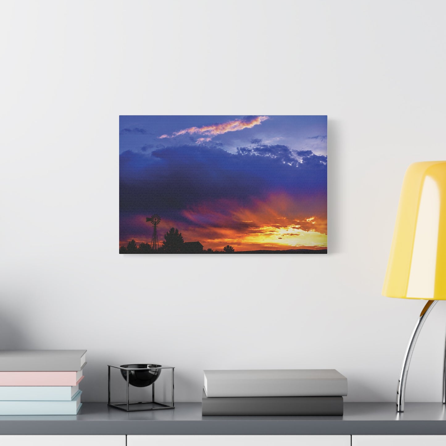 Windmill Sunset Matte Canvas Art