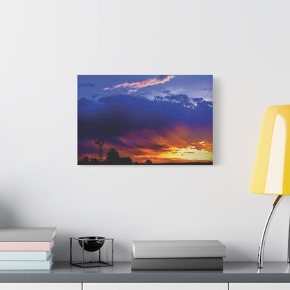 Windmill Sunset Matte Canvas Art