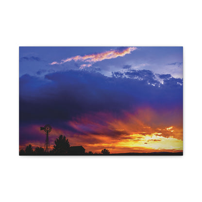 Windmill Sunset Matte Canvas Art