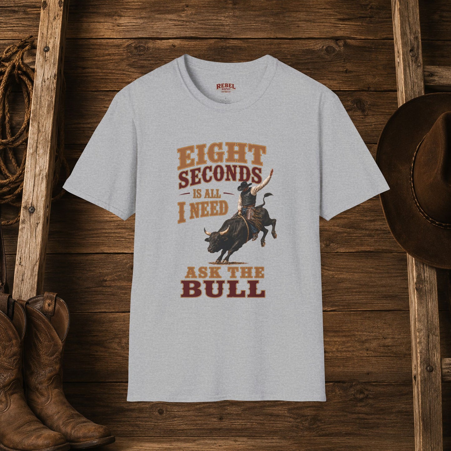 8 Seconds Bullrider  Adult T-Shirt