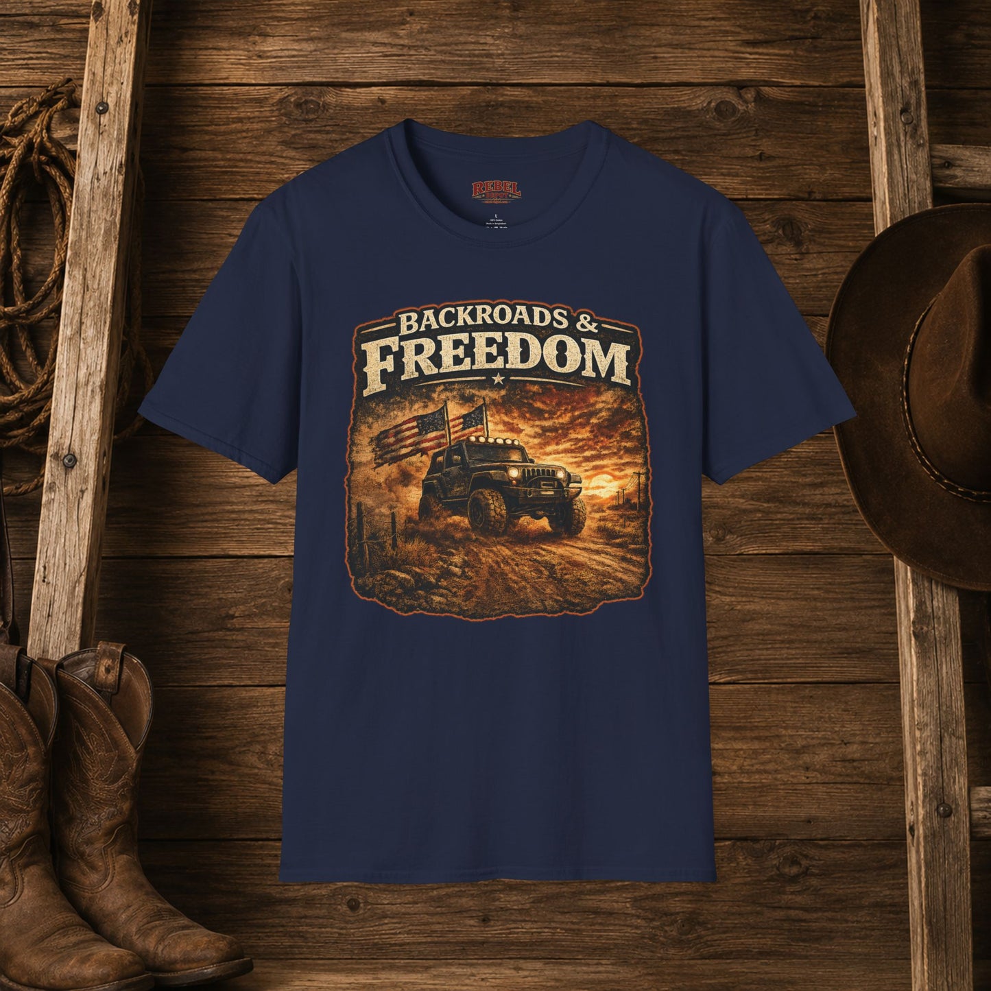 Backroads & Freedom  Adult Size T-Shirt