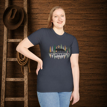 Morning Reflection Wolf   Adult Size T-Shirt