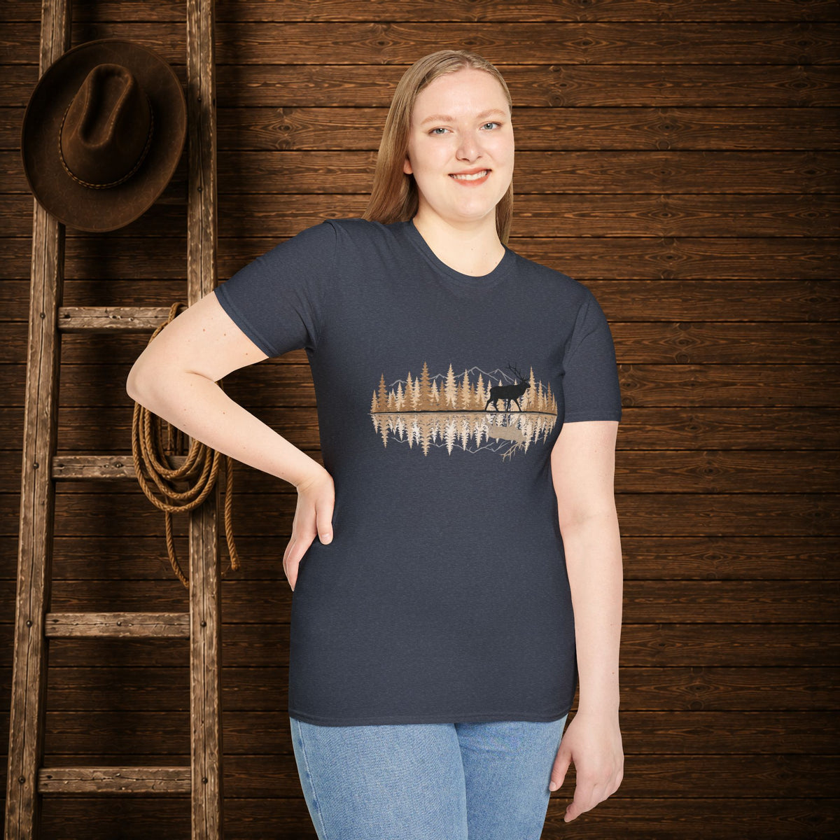 Elk Reflection   Adult Size T-Shirt