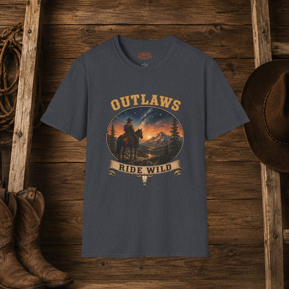 Outlaws Ride Wild   Adult Size T-Shirt